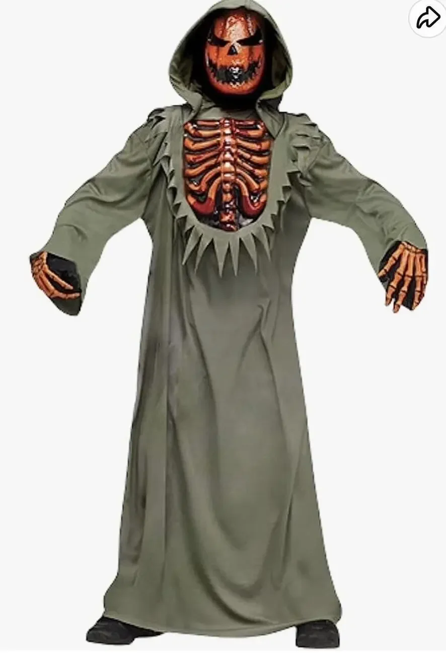 New - Evil Bleeding Pumpkin Costume Halloween Boy's Size M (8-10)